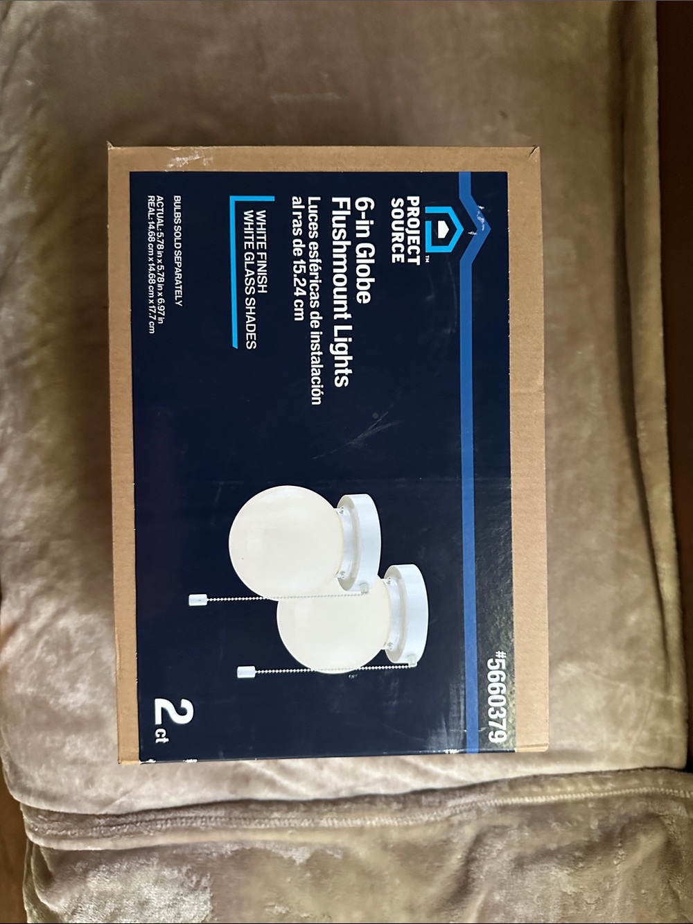 Project Source 6-in Globe Flushmount Lights (2 ct) White Glass